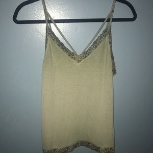 Green Lace Ribbed Tank Top//American Eagle